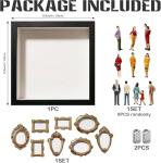 DIY Silhouette Shadow Box Frame Kit, Mini Gold Photo Display with Figurines, Custom Memory Collage Frame for Pictures, Crafts & Home Decor Gift (Black)