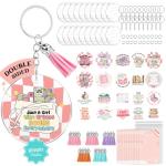 YOPPIX 140 PCS Acrylic Keychain Blank Set, Book Double-Sided UV DTF Stickers Acrylic Keychain Making Kits for Vinyl DIY Craft Project