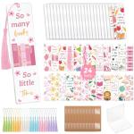 GLASSWINDS 24 Pcs Acrylic Bookmark Blanks Custom with 24 Pcs Cute Waterproof UV DTF Transfer Sticker, 24Pcs Tassels, Bookmark Making Kit Clear DIY Bookmarks, Back to School Gifts for Teacher Student