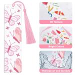 GLASSWINDS 24 Pcs Acrylic Bookmark Blanks Custom with 24 Pcs Cute Waterproof UV DTF Transfer Sticker, 24Pcs Tassels, Bookmark Making Kit Clear DIY Bookmarks, Back to School Gifts for Teacher Student