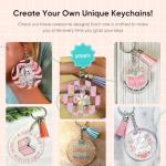 YOPPIX 140 PCS Acrylic Keychain Blank Set, Book Double-Sided UV DTF Stickers Acrylic Keychain Making Kits for Vinyl DIY Craft Project