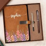Pawfect House Gifts Personalized Birth Month Flower Notebook Set, Graduation Gifts For Besties, Sisters, BFF, Be Proud Of Who You Are, Leather Journal Birthday Gifts For Women, Teacher, Coworker