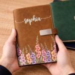 Pawfect House Gifts Personalized Birth Month Flower Notebook Set, Graduation Gifts For Besties, Sisters, BFF, Be Proud Of Who You Are, Leather Journal Birthday Gifts For Women, Teacher, Coworker