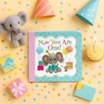 Now You Are One: Little Bird Greetings, Greeting Card Board Book with Personalization Flap, 1st Birthday Gifts for One Year Olds
