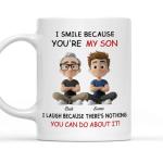 Wrappiness Dad Son Coffee Mug - I Smile Because You Are My Son, Personalized Cute Family Cup Gift, Sentimental Quote, Ideal Gift on Holidays & Special Days, Christmas, Birthday