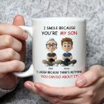 Wrappiness Dad Son Coffee Mug - I Smile Because You Are My Son, Personalized Cute Family Cup Gift, Sentimental Quote, Ideal Gift on Holidays & Special Days, Christmas, Birthday