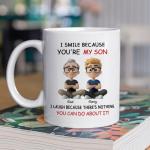 Wrappiness Dad Son Coffee Mug - I Smile Because You Are My Son, Personalized Cute Family Cup Gift, Sentimental Quote, Ideal Gift on Holidays & Special Days, Christmas, Birthday