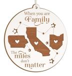 Personalized Family Long Distance 2-Layer Wooden Ornament, Long Distance Relationship Gifts, Valentines Gifts for Grandkids Teens, Valentines Day Gifts for Kids Classroom