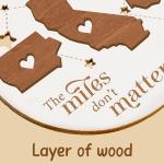 Personalized Family Long Distance 2-Layer Wooden Ornament, Long Distance Relationship Gifts, Valentines Gifts for Grandkids Teens, Valentines Day Gifts for Kids Classroom