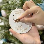 Personalized Family Long Distance 2-Layer Wooden Ornament, Long Distance Relationship Gifts, Valentines Gifts for Grandkids Teens, Valentines Day Gifts for Kids Classroom