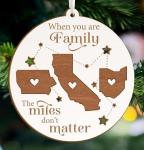 Personalized Family Long Distance 2-Layer Wooden Ornament, Long Distance Relationship Gifts, Valentines Gifts for Grandkids Teens, Valentines Day Gifts for Kids Classroom