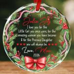 Personalized Daughter Christmas Glass Ornament 2026, to My Daughter on Your Wedding Day Ornaments, Sentimental Gift from Mom or Dad, Custom Christmas Tree Ornament - I Love You Then, Now, and Always