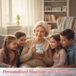 Wrappiness Personalized Mug Gift for Grandma – My Grandkids Make My Life More Grand Ceramic Cup, Custom Birth Month Flowers with Up to 8 Grandkids’ Names, Gift for Grandma, Mom for Any Occasion