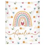 WNNNS Personalized Baby Blankets for Girls Women Custom Boho Style Baby Blanket with Rainbow Personalized Baby Girl Blanket with Name Customized Gift for Adult Expecting Mom Baby Shower Birthday Gifts