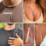 Personalized 3D Vertical Bar Necklace for Mom