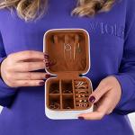 Personalized Leather Jewelry Box with Birth Flower