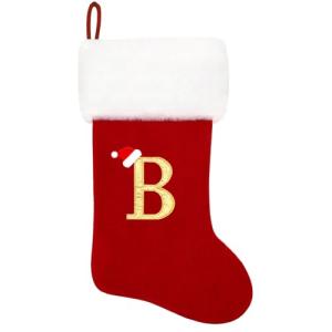 Personalized Red Velvet Christmas Stocking with Cuff