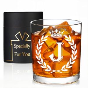 Personalized Initial Whiskey Glass - Gift for Him