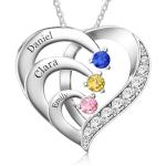 Personalized 3 Name Birthstone Necklace for Her