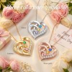 Personalized 3 Name Birthstone Necklace for Her