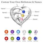 Personalized 3 Name Birthstone Necklace for Her