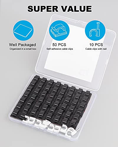 60 PCS Strong Adhesive Cable Clips for Organization