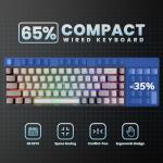 GEODMAER 65% Gaming Keyboard, Wired Backlit Mini Keyboard, Ultra-Compact Anti-Ghosting No-Conflict 68 Keys Membrane Gaming Wired Keyboard for PC Laptop Windows Gamer