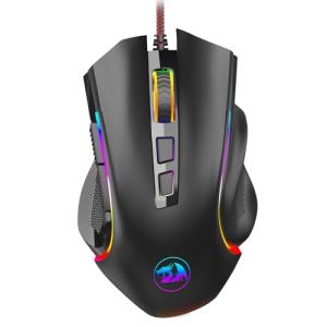 Redragon M602 Gaming Mouse, Ergonomic RGB Gaming Mouse Wired with 7200 Adjustable DPI, 9 Programmable Buttons, Professional Software for Gamer Office [Black]