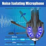 BENGOO G9000 Stereo Gaming Headset for PS4 PC Xbox One PS5 Controller, Noise Cancelling Over Ear Headphones with Mic, LED Light, 7.1 Surround Sound, Soft Memory Earmuffs for Nintendo Xbox Series X|S