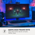 AVerMedia Live Streamer CAM 315, Webcam, 1080p/60fps Recording, Microphones, Fixed Focus, Wide Adjustable Field of View, Works with Skype, Zoom, Teams - Black