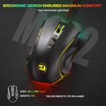 Redragon M602 Gaming Mouse, Ergonomic RGB Gaming Mouse Wired with 7200 Adjustable DPI, 9 Programmable Buttons, Professional Software for Gamer Office [Black]