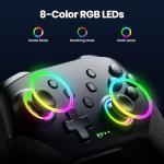 VOYEE Switch Controller Wireless, Pro Controllers Compatible with Switch/Lite/OLED/PC, One-Key Pairing Gamepad with 9-Color RGB LEDs 1000mAh Battery 6-Axis Motion Wake Up Function