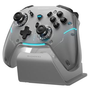 Machenike G5PRO Max SE 1000HZ Wireless Gaming Controller for NS/PC/iOS/Android with Charging Dock,PC Controller Hall Effect Joystick/Triggers/Gyroscope,RGB Backlight, Gray