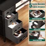 Korfile 47 Inch Gaming Desk with Power Outlets and LED Lights, Reversible Computer Desk with 5 Fabric Storage Drawers, Home Office Desk with Monitor Stand for Working Writing Study, Black