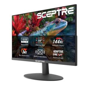 Sceptre New 22-Inch Gaming Monitor, FHD 1080p, Up to 144Hz, HDMI, DisplayPort, Built-in Speakers, Machine Black (E225W-FW144 Series, 2026)