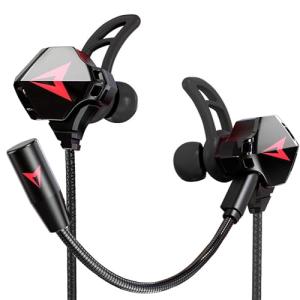 KASOTT Battle Buds Pro in-Ear Gaming Headset with Dual Microphone, Mute and Volume Control, Wired Earphones for Mobile Gaming, Nintendo Switch, Xbox One, PS, PC (Black)
