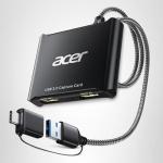 acer USB 3.0 Video Capture Card, HDMI Capture Card for Streaming with 4K Loop-Out & USB A/C | 1080P 60Hz HD | Video Audio Game Capture for PS5/PS4/Switch2/Xbox/Camera/PC/Mac - Black