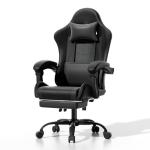 Athena Collection Gaming Chair, Ergonomic Gaming Chair with Footrest & Headrest Lumbar Support, Height Adjustable Swivel Computer Chair Office Chair Adults(Carbon Fiber Black)