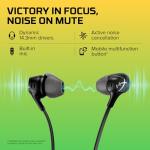 HyperX Cloud Earbuds II – 14mm Drivers, Four Eartips, Hard-Shell Carrying Case, Low-Profile 90° Plug, 3.5mm Plug, Built-in Microphone, Multi-Function Button, PC, Mobile, Nintendo Switch – Black