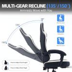 Kslysuty Desk Computer Gaming Chair - High Back Ergonomic Office Chair with Footrest and Lumbar Support, Swivel Comfy Home Gamer Video Game Chairs with Pocket Spring Cushion for Adults (White Leather)