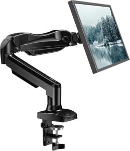 HUANUO FlowLift™ Single Monitor Mount, 13 to 32 Inch Monitor Arm, Adjustable Monitor Stand, Vesa Mount with Clamp and Grommet Base - Fits 4.4 to 19.8lbs LCD Computer Monitors