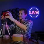 Lumoonosity Live Neon Sign - Blue&Pink LED On Air Light for Streamers/Influencers/Gamers - Streaming/Recording Live Neon Signs for Studio, Game Room, Bedroom