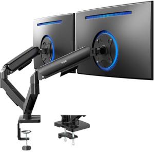 VIVO Dual Monitor Stand, Fully Adjustable Arms for 17 to 32 inch Screens, Mechanical Articulating Desk Mount, Gaming and Office Setups, VESA 75x75, 100x100, Max 19.8 lbs, Classic, Black, STAND-V002O