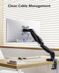 HUANUO FlowLift™ Single Monitor Mount, 13 to 32 Inch Monitor Arm, Adjustable Monitor Stand, Vesa Mount with Clamp and Grommet Base - Fits 4.4 to 19.8lbs LCD Computer Monitors