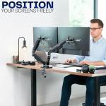 VIVO Dual Monitor Stand, Fully Adjustable Arms for 17 to 32 inch Screens, Mechanical Articulating Desk Mount, Gaming and Office Setups, VESA 75x75, 100x100, Max 19.8 lbs, Classic, Black, STAND-V002O