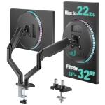WALI Dual Monitor Stand for 13-32 inch Computer Screens, Dual Monitor Arms for 2 Monitors Holds up to 22 lbs, Height Adjustable Dual Monitors Mount, VESA 75x75/100x100mm (GSMP002N), Black