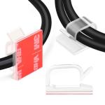 60 PCS XHF 5/8” Adhesive Cable Wire Clips Clear, Outdoor Christmas Light Clips, Cable Staples Cable Management Wire Organizer Cord Holder for Under Desk, Car, Wall, TV PC Ethernet Cable