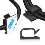 XHF 120 PCS Adhesive Cable Wire Clips Black, Outdoor Christmas Light Clips, Cable Management Wire Organizer Cord Holder for Under Desk, Car, Wall, TV PC Ethernet Cable