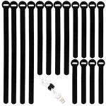 150PCS Reusable Cable Ties - 4+6+8+10inch Multi-Purpose Cable management Hook & Loop Cable Straps Wire Ties,Adjustable Fastening Cord Organizer,Cable Organizer for Home,Office and Data Centers,Black