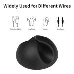 Flezoo Cord Holder Cable Holder, 12PCS Black Adhesive Cable Clips Cord Organizer Charger Holder Wire Management Keeper for Nightstand, Office, Desk or Mouse